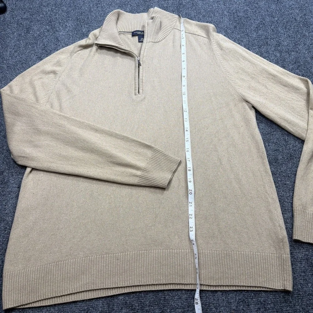 Banana Republic SILK & CASHMERE 1/4 Zip Pullover Mens L Khaki Tan Golf Luxury